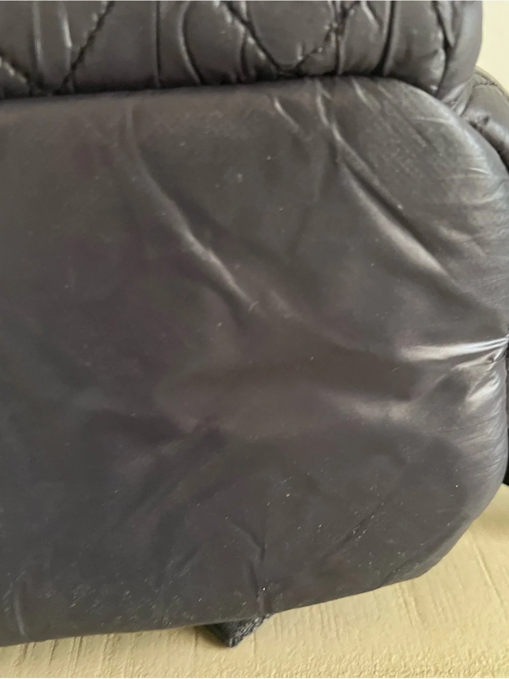 Joan & David Quilted Black Nylon Backpack with Gold Accents